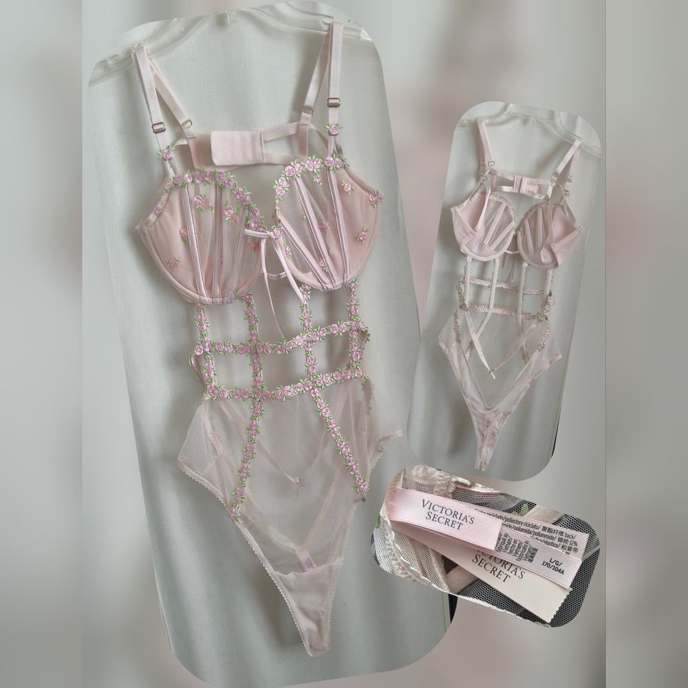 Victoria's Secret Winx Teddy with Strappy And Floral Details Size Lg Nwts